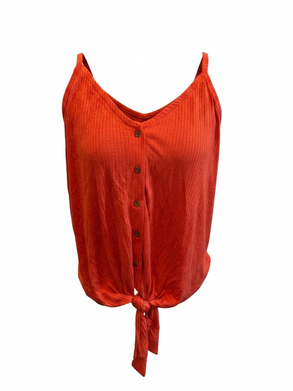 bp Red Ribbed Button-Front Tie Hem Cami size XL